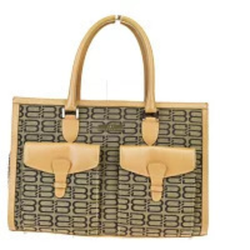 Balenciaga Leather Canvas Shoulder Bag Brown